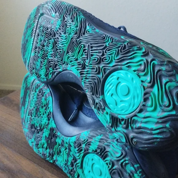 Navy and Green Athletic Shoes - Picture 2 of 6